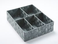 CESTO 5 SCOMPARTI - 32 X 25 X H.8 CM - TESSUTO INTRECCIATO - GRIGIO