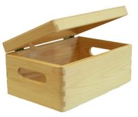 Scatola con coperchio in pino naturale S