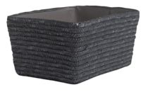 Hawaii - Cestino in paglia intrecciata con cartone interno e fodera in tessuto - Grigio