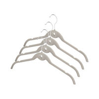 Set 4 grucce appendiabiti antiscivolo con gancio in "velluto" beige