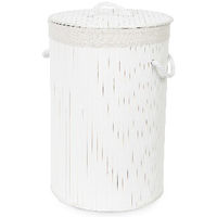 Cesto Tondo Portabiancheria in Bamboo Bianco