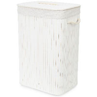 Cesto Rettangolare Portabiancheria in Bamboo Bianco