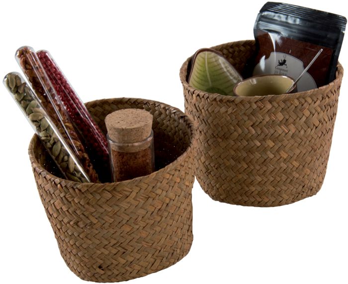 Mika - Set 2 Cestini Tondi Caramello 2 Compactor