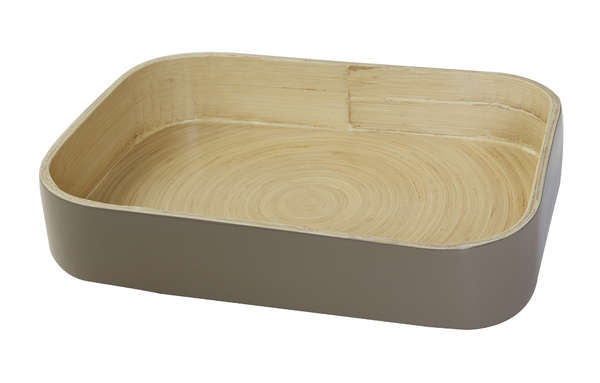 Vassoio di bambù "laccato" di Danang "taupe" 3 Compactor
