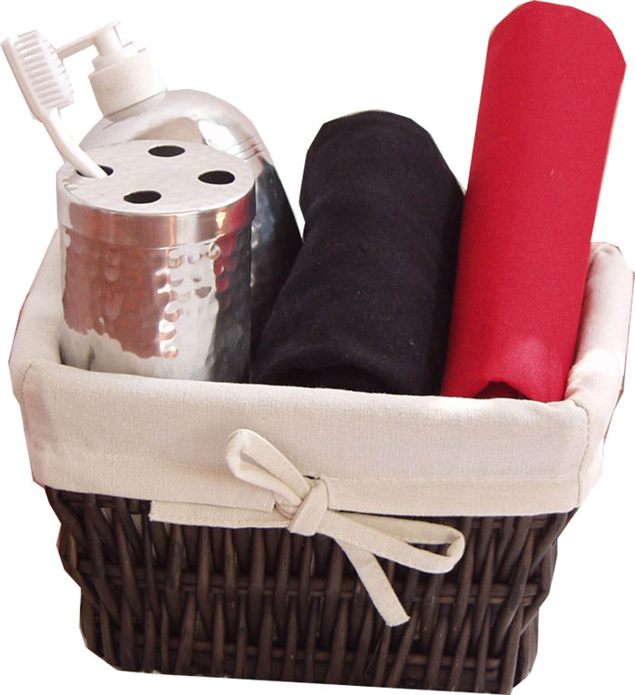 Cestino Rettangolare in Vimini con Interno in Tessuto Ecrù - 23 X 18 X H 14 CM  1 Compactor