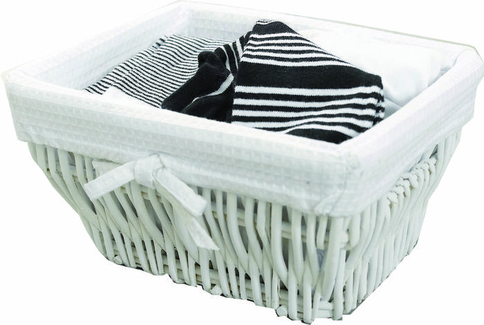 Cesto Rettangolare Bianco in Vimini - 23 X 18 X H 14 CM  2 Compactor