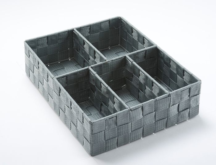 CESTO 5 SCOMPARTI - 32 X 25 X H.8 CM - TESSUTO INTRECCIATO - GRIGIO 1 Compactor