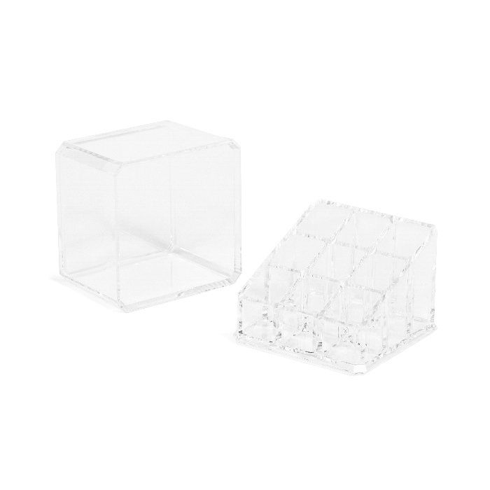 Vaschetta quadrata Portatrucchi con mini organizer inclinato trasparente 3 Compactor