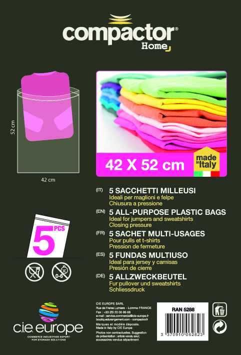 SET 5 Buste per Maglioni con Zip - Compactor 3 Compactor