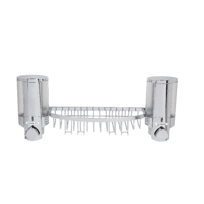 Dispenser sapone da muro doppio cromato con cestello 2 Compactor