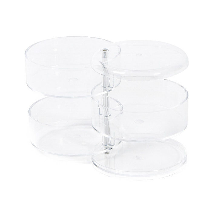 Organizer porta bijoux tondo 3 ripiani scorrevoli e coperchio trasparente 2 Compactor