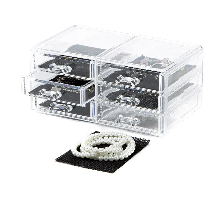 Porta Bijoux Organizer 6 cassetti trasparente 4 Compactor
