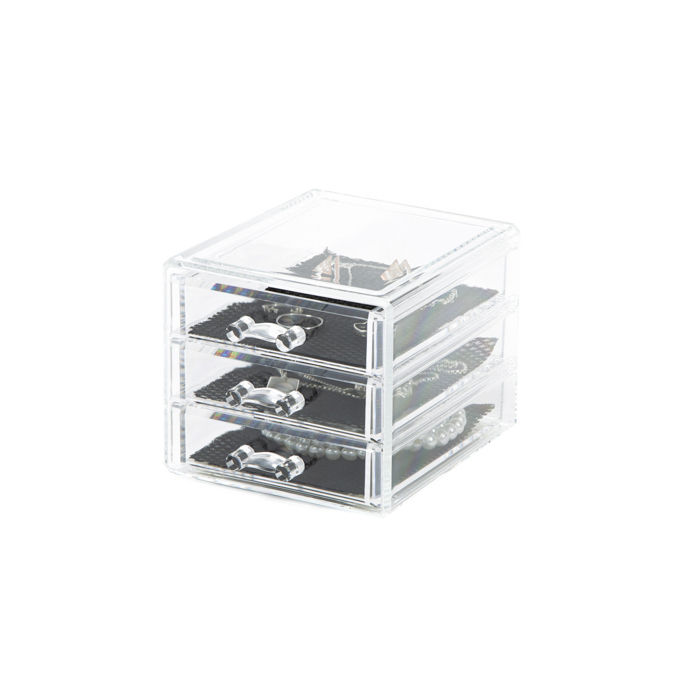 Porta Bijoux Organizer 3 cassetti trasparente 4 Compactor