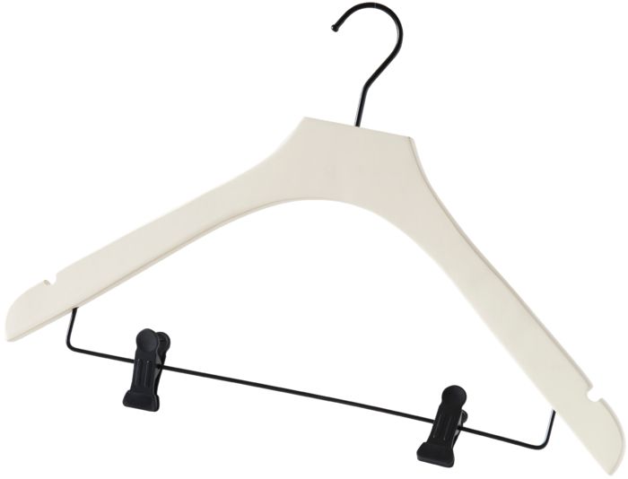 Gruccia in legno bianco con pinze  1 Compactor