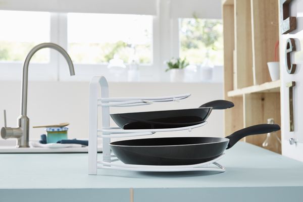 Supporto per padelle in filo metallico bianco 3 Compactor