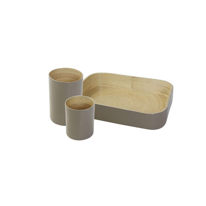 Danang - Set Di 3 Organizer Bambù Laccato Talpa 1 Compactor