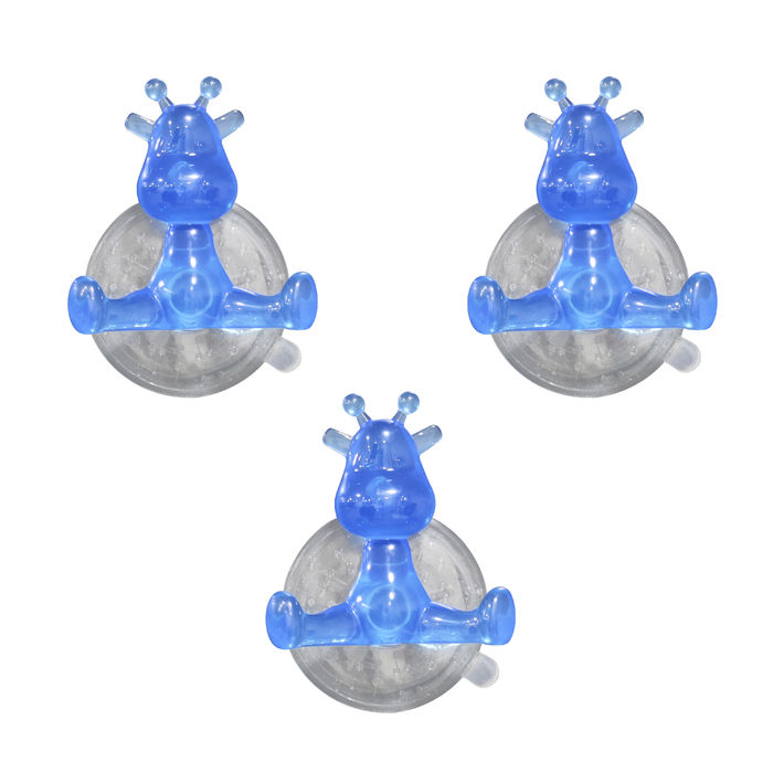 Set 3 Funny hooks giraffa blu 1 Compactor