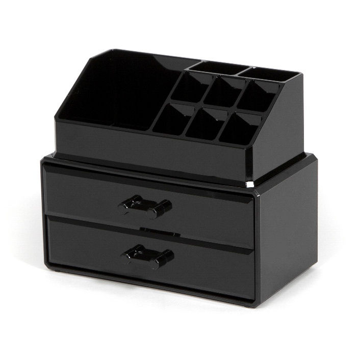 Portatrucchi con Blocco 2 cassetti e organizer superiore - Nero 1 Compactor