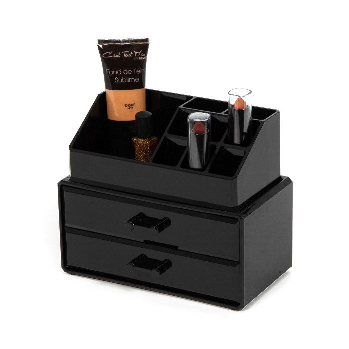 Portatrucchi con Blocco 2 cassetti e organizer superiore - Nero 3 Compactor