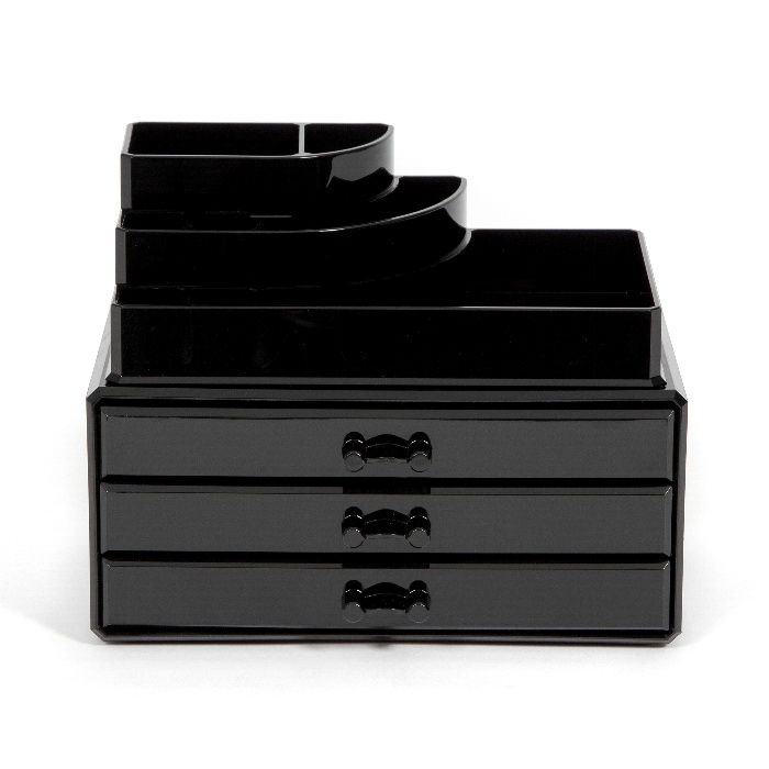 Portatrucchi Blocco 3 cassetti e organizer superiore - Nero 2 Compactor
