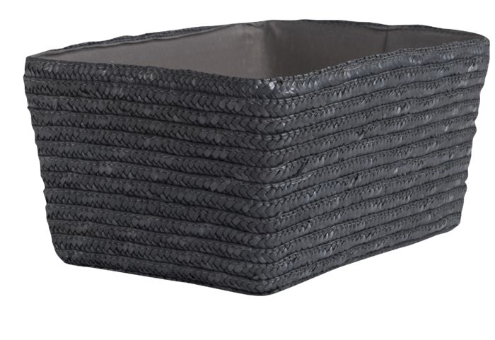 Hawaii - Cestino in paglia intrecciata con cartone interno e fodera in tessuto - Grigio 1 Compactor