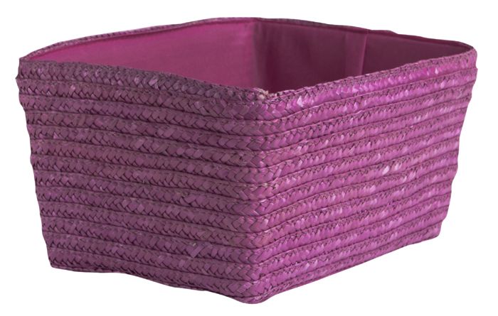 Hawaii - Cestino in paglia intrecciata con cartone interno e fodera in tessuto - Rosa 1 Compactor