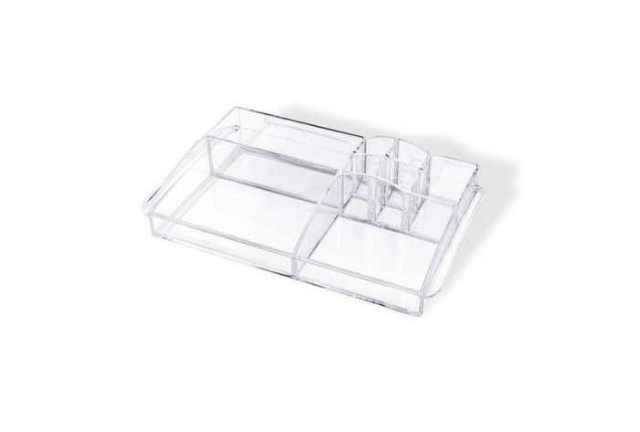 Portatrucchi Organizzatore trasparente per trucco con vassoio compartimentato 2 Compactor