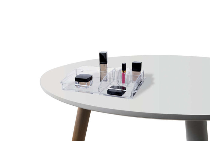 Portatrucchi Organizzatore trasparente per trucco con vassoio compartimentato 1 Compactor