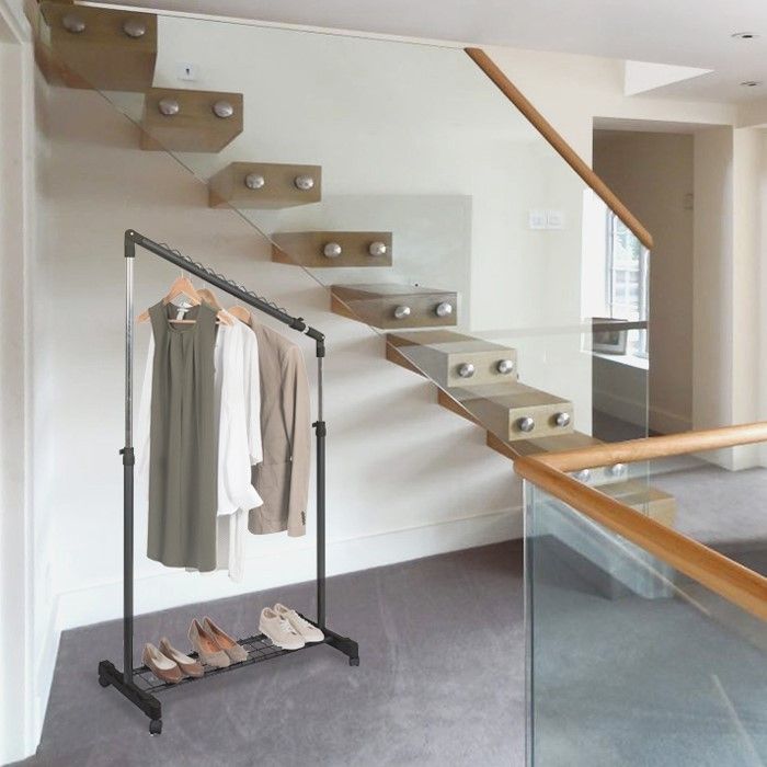 Appendiabiti inclinato con altezza regolabile nero e argento 7 Compactor