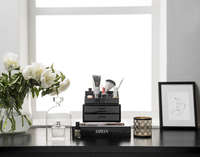 Portatrucchi con Blocco 2 cassetti e organizer superiore - Nero