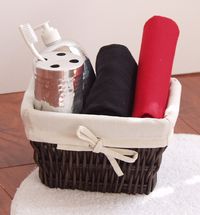 Cestino Rettangolare in Vimini con Interno in Tessuto Ecrù - 23 X 18 X H 14 CM