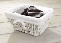 Cesto Rettangolare Bianco in Vimini - 23 X 18 X H 14 CM