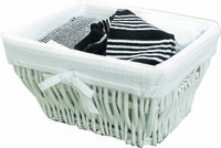 Cesto Rettangolare Bianco in Vimini - 23 X 18 X H 14 CM