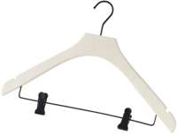 Gruccia in legno bianco con pinze