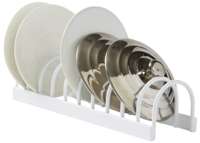 Supporto per piccoli coperchi e piattini in filo metallico bianco