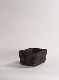 Hawaii - Cestino in paglia intrecciata con cartone interno e fodera in tessuto - Marrone