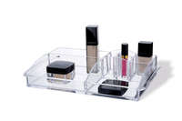 Portatrucchi Organizzatore trasparente per trucco con vassoio compartimentato