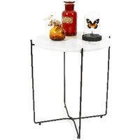 AGNETA - Tavolino tondo in marmo bianco